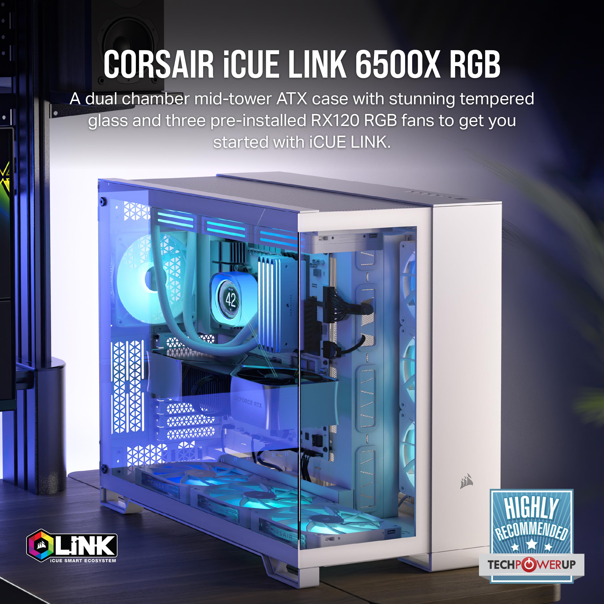 Foto 3 pulgar | Funda Para Pc Corsair Icue Link 6500x Rgb Mid-tower Atx Blanca - Venta Internacional.