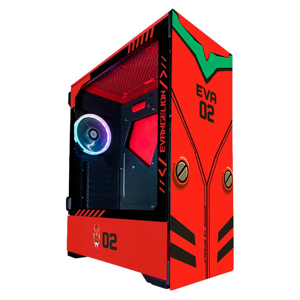 Foto 2 pulgar | Gabinete Gamer Xtreme Pc Gaming Evangelion 02 Edition Torre Completa E-atx 4 Fan Cristal Templado Argb Rojo