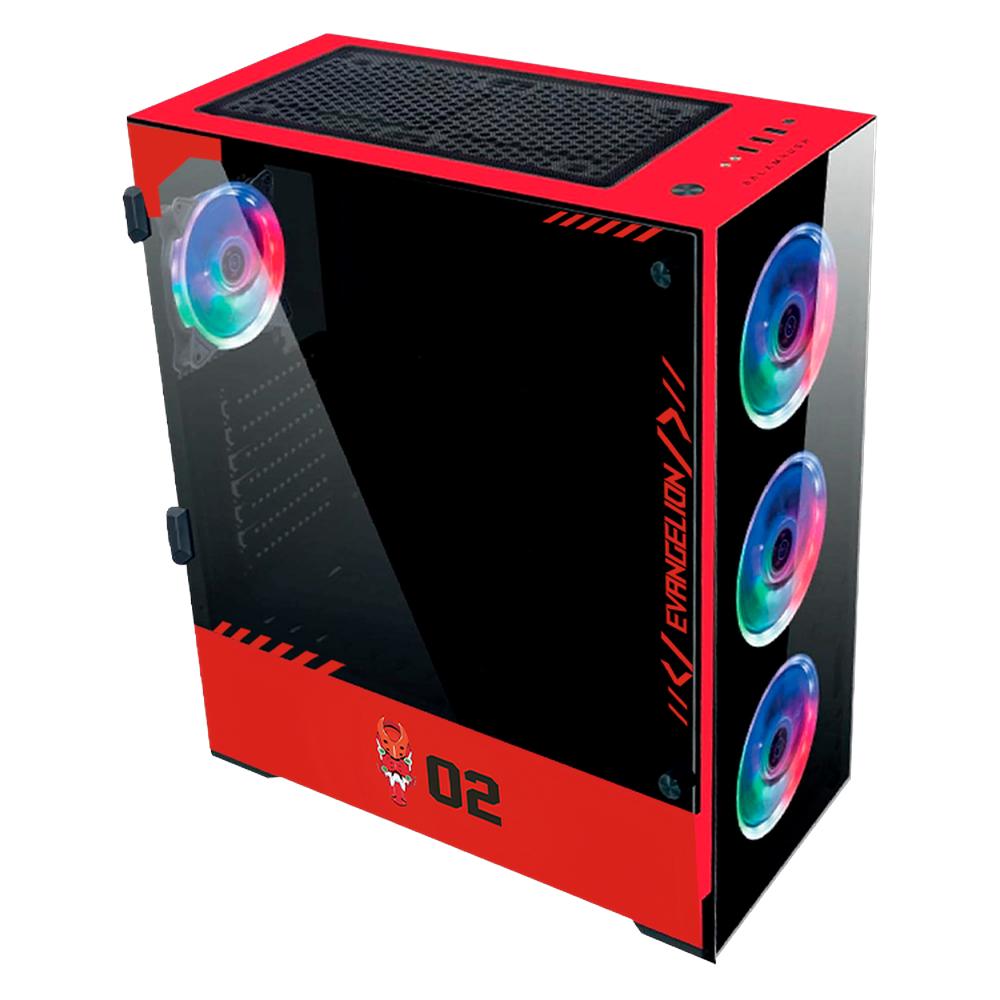 Foto 4 pulgar | Gabinete Gamer Xtreme Pc Gaming Evangelion 02 Edition Torre Completa E-atx 4 Fan Cristal Templado Argb Rojo