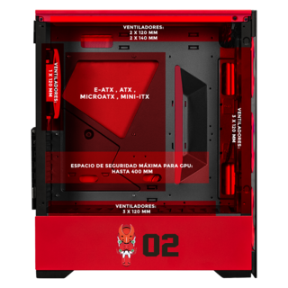 Foto 3 | Gabinete Gamer Xtreme Pc Gaming Evangelion 02 Edition Torre Completa E-atx 4 Fan Cristal Templado Argb Rojo