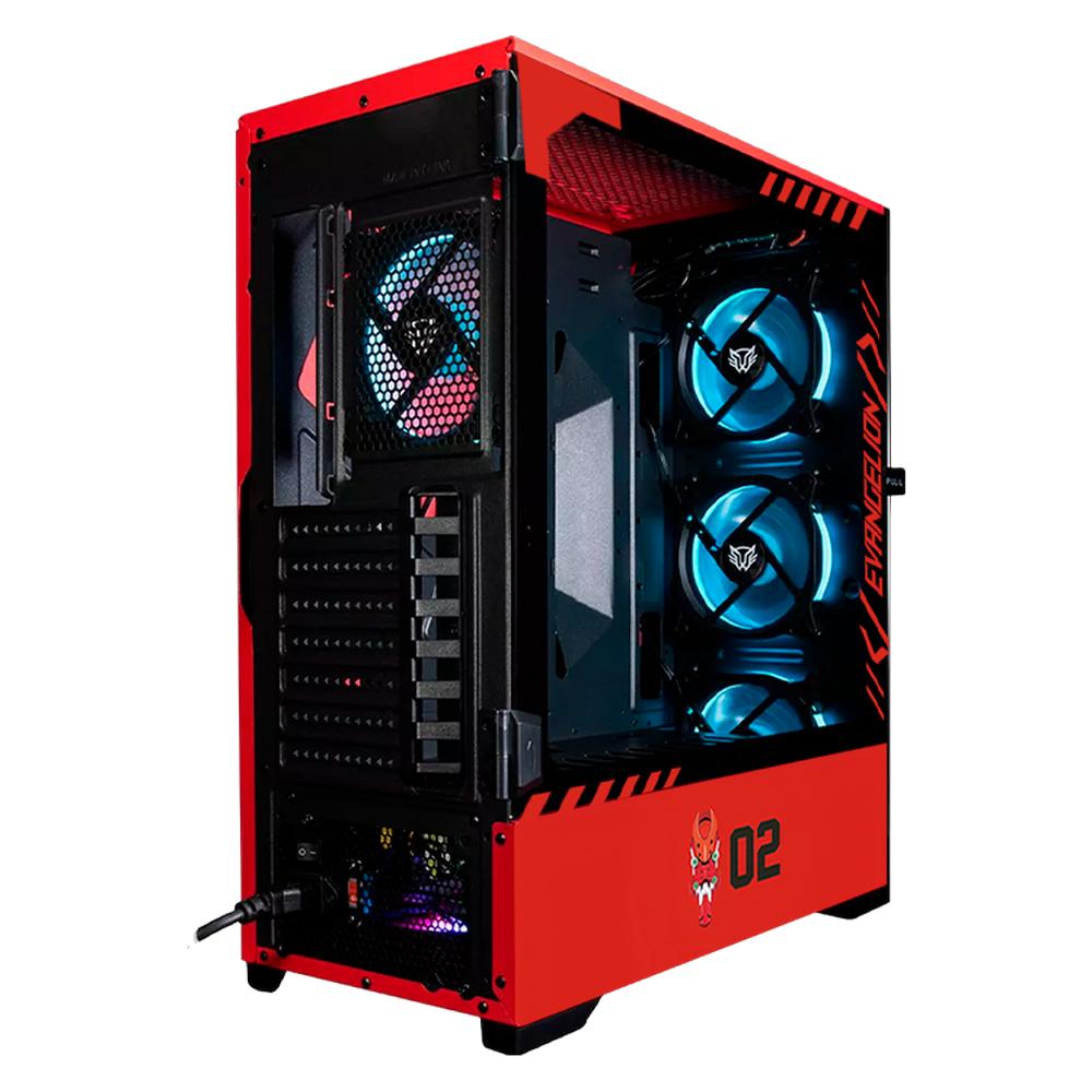 Foto 5 pulgar | Gabinete Gamer Xtreme Pc Gaming Evangelion 02 Edition Torre Completa E-atx 4 Fan Cristal Templado Argb Rojo