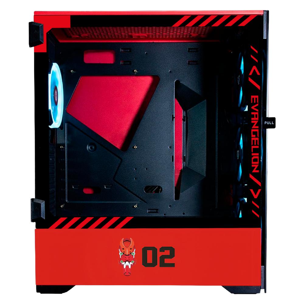 Foto 7 pulgar | Gabinete Gamer Xtreme Pc Gaming Evangelion 02 Edition Torre Completa E-atx 4 Fan Cristal Templado Argb Rojo