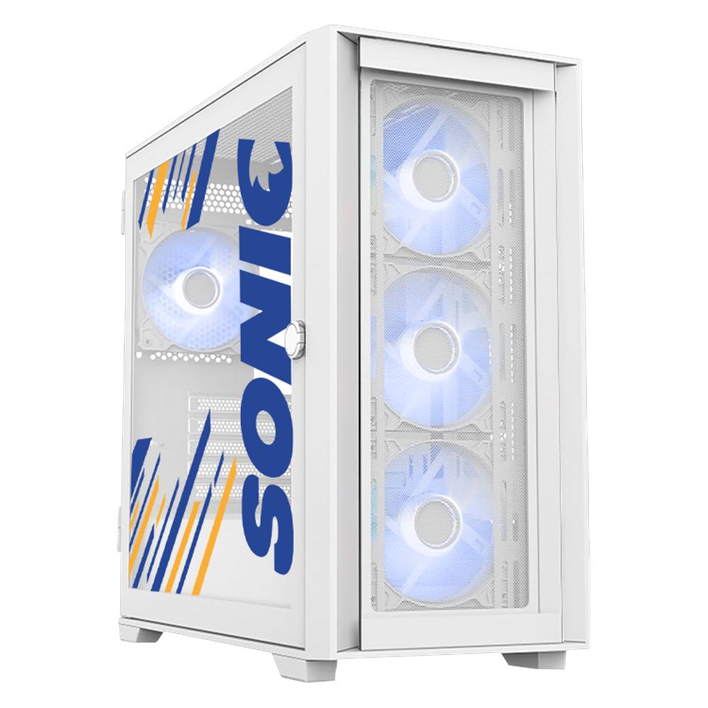 Foto 2 pulgar | Gabinete Gamer Xtreme Pc Gaming Sonic Edition Micro Torre Micro Atx 4 Fan Usb-c Cristal Templado Argb Blanco