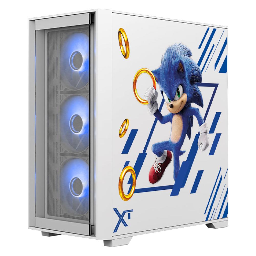 Foto 3 pulgar | Gabinete Gamer Xtreme Pc Gaming Sonic Edition Micro Torre Micro Atx 4 Fan Usb-c Cristal Templado Argb Blanco