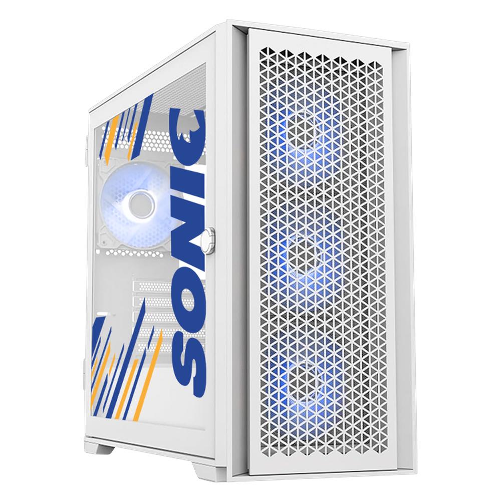 Foto 4 pulgar | Gabinete Gamer Xtreme Pc Gaming Sonic Edition Micro Torre Micro Atx 4 Fan Usb-c Cristal Templado Argb Blanco