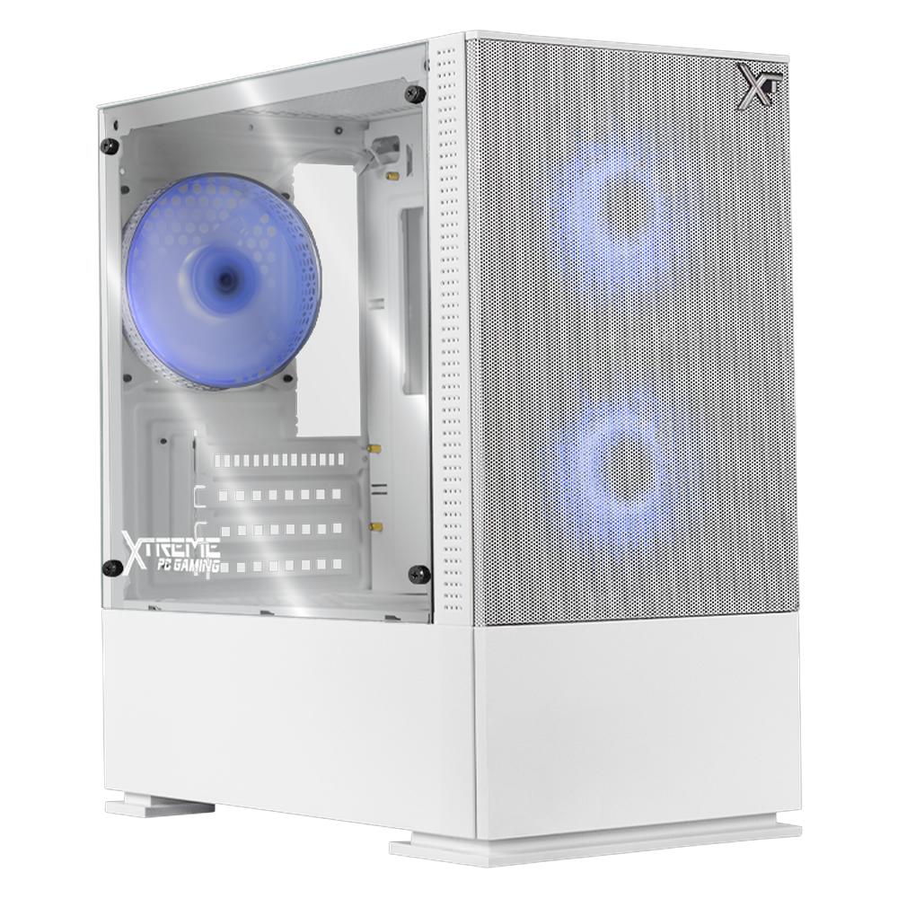 Gabinete Gamer Xtreme Pc Gaming Air Flow Micro Torre Micro Atx 3 Fan Mesh Cristal Templado Argb Blanco