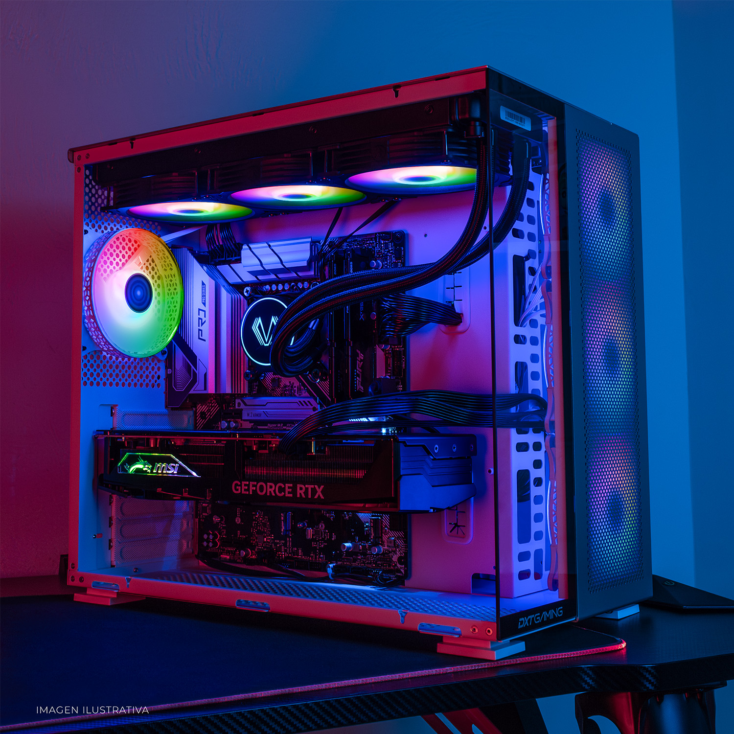 Foto 9 pulgar | Gabinete Gamer Dxt Gaming Titan T5 Media Torre Atx 4 Fan Usb-c Cristal Templado Argb Metalico