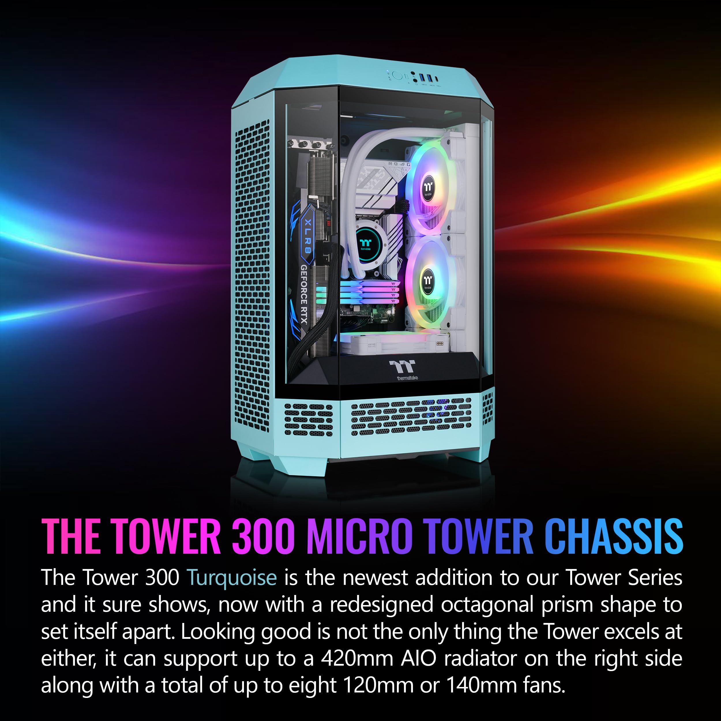 Foto 3 pulgar | Micro-atx Case Thermaltake Tower 300 Turquesa Con Ventilador De 2 X 140 Mm - Venta Internacional.