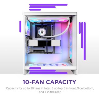 Foto 7 | Case Nzxt H7 Flow Rgb Mid-tower Atx Con Ventiladores Rgb, Color Blanco - Venta Internacional.