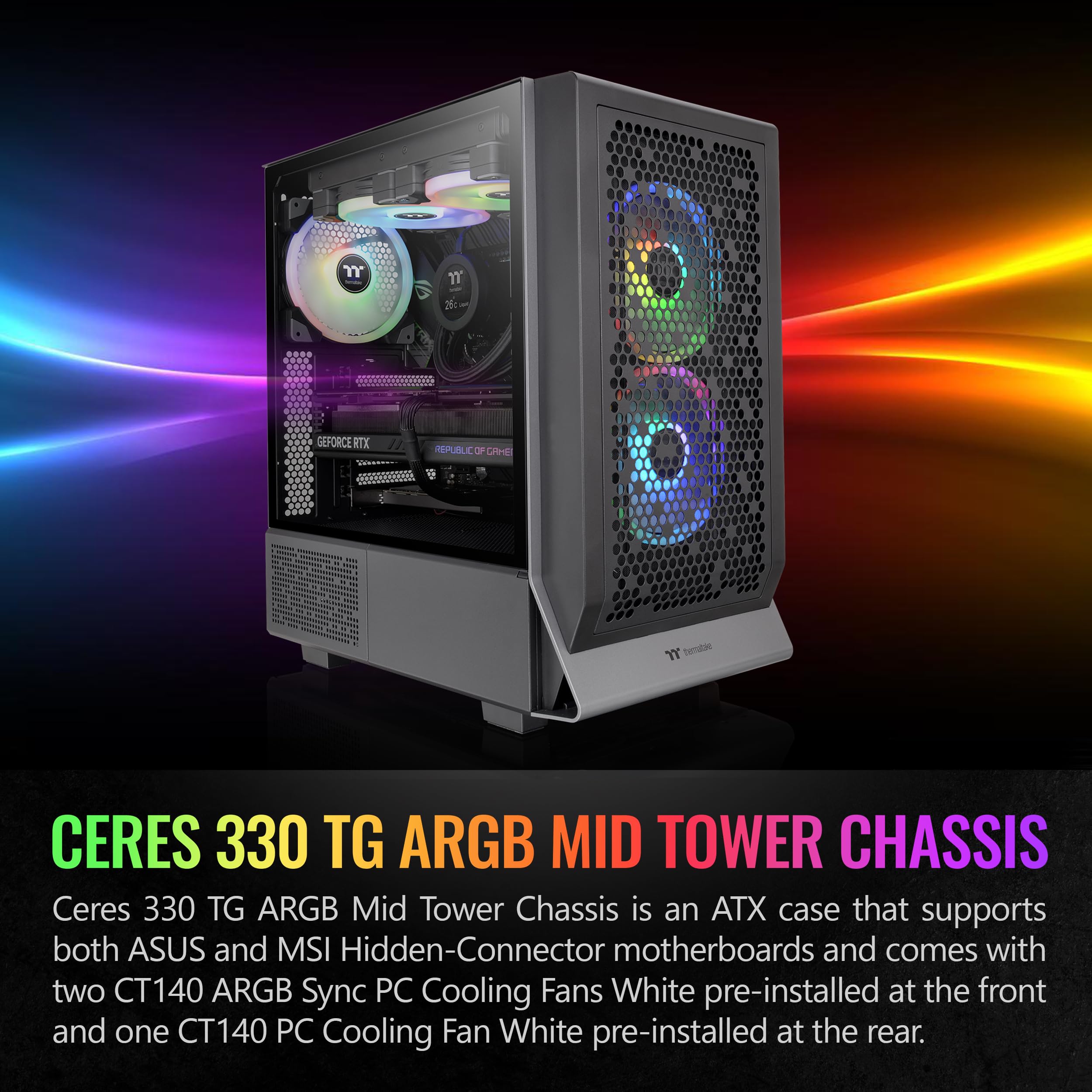 Foto 3 pulgar | Funda Thermaltake Ceres 330 Tg Argb Negra Mid Tower E-atx - Venta Internacional.