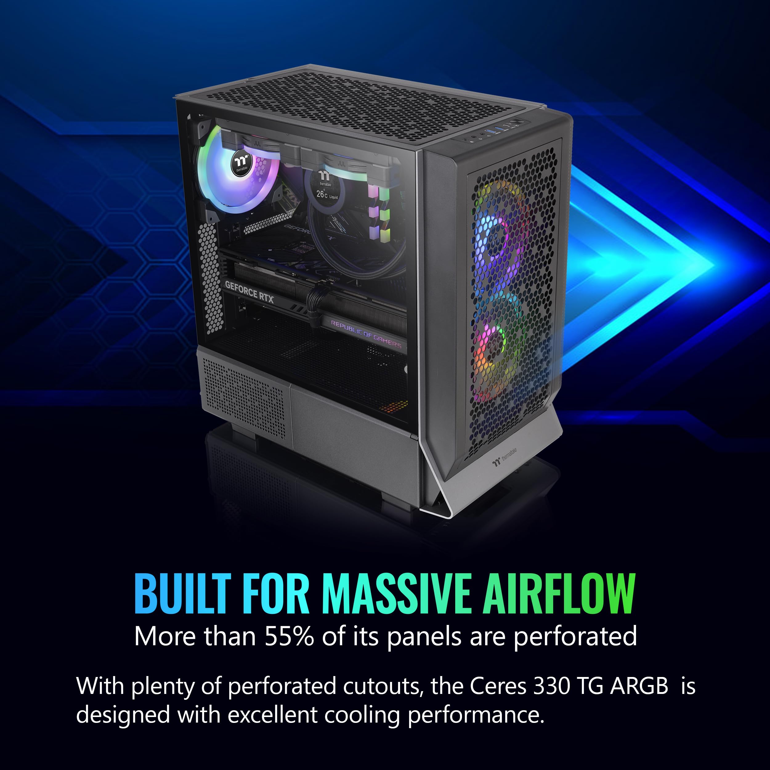 Foto 5 pulgar | Funda Thermaltake Ceres 330 Tg Argb Negra Mid Tower E-atx - Venta Internacional.