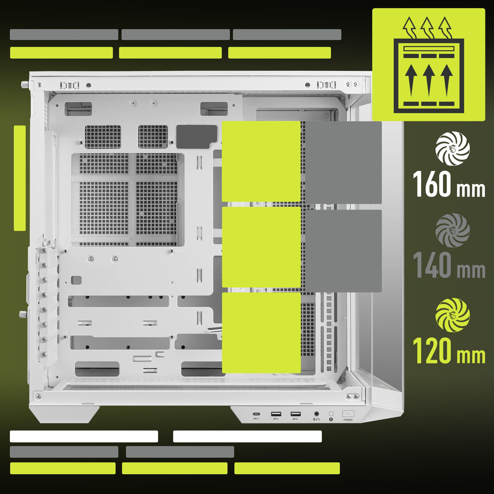 Foto 4 | Funda Para Pc Para Videojuegos Msi Mag Pano 100l Pz Blanca Con Vidrio Templado - Venta Internacional.