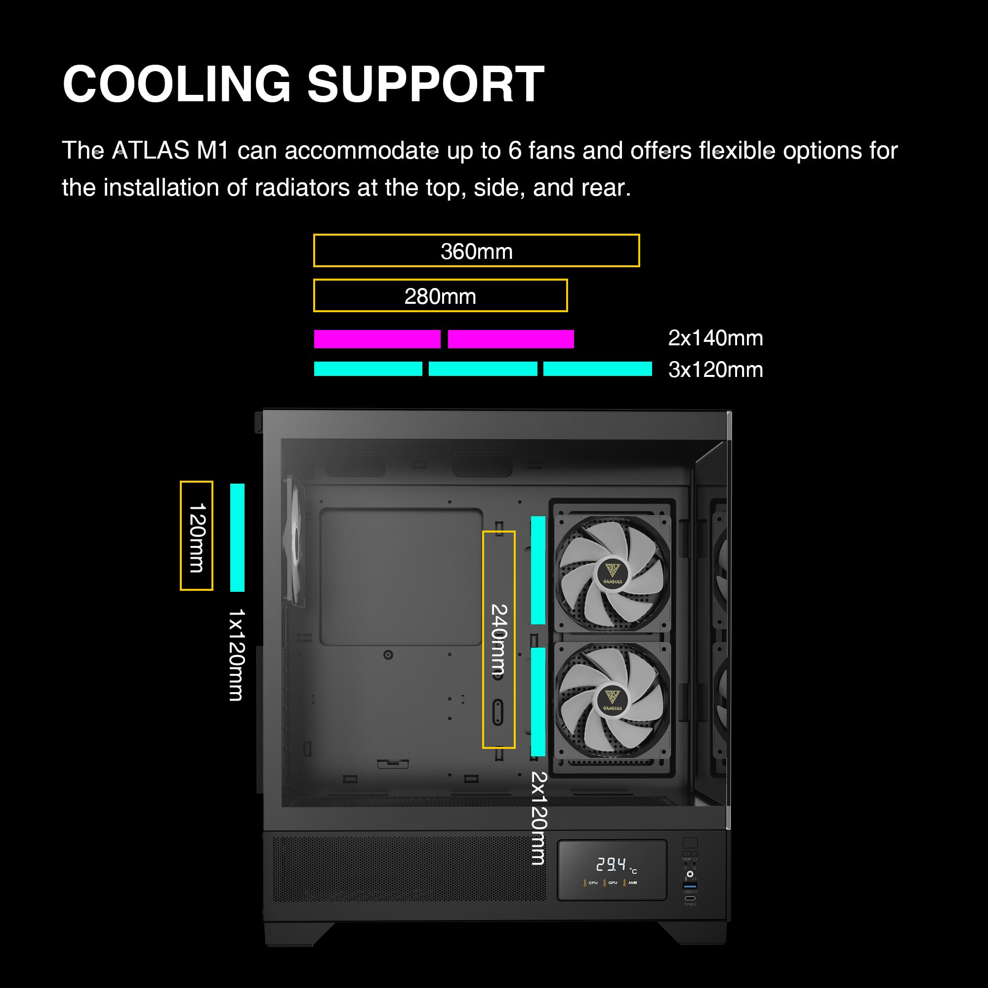 Foto 7 pulgar | Funda Para Ordenador Gamdias Mid Tower Con Pantalla Y Aplicación Atx De Vidrio Templado - Venta Internacional.