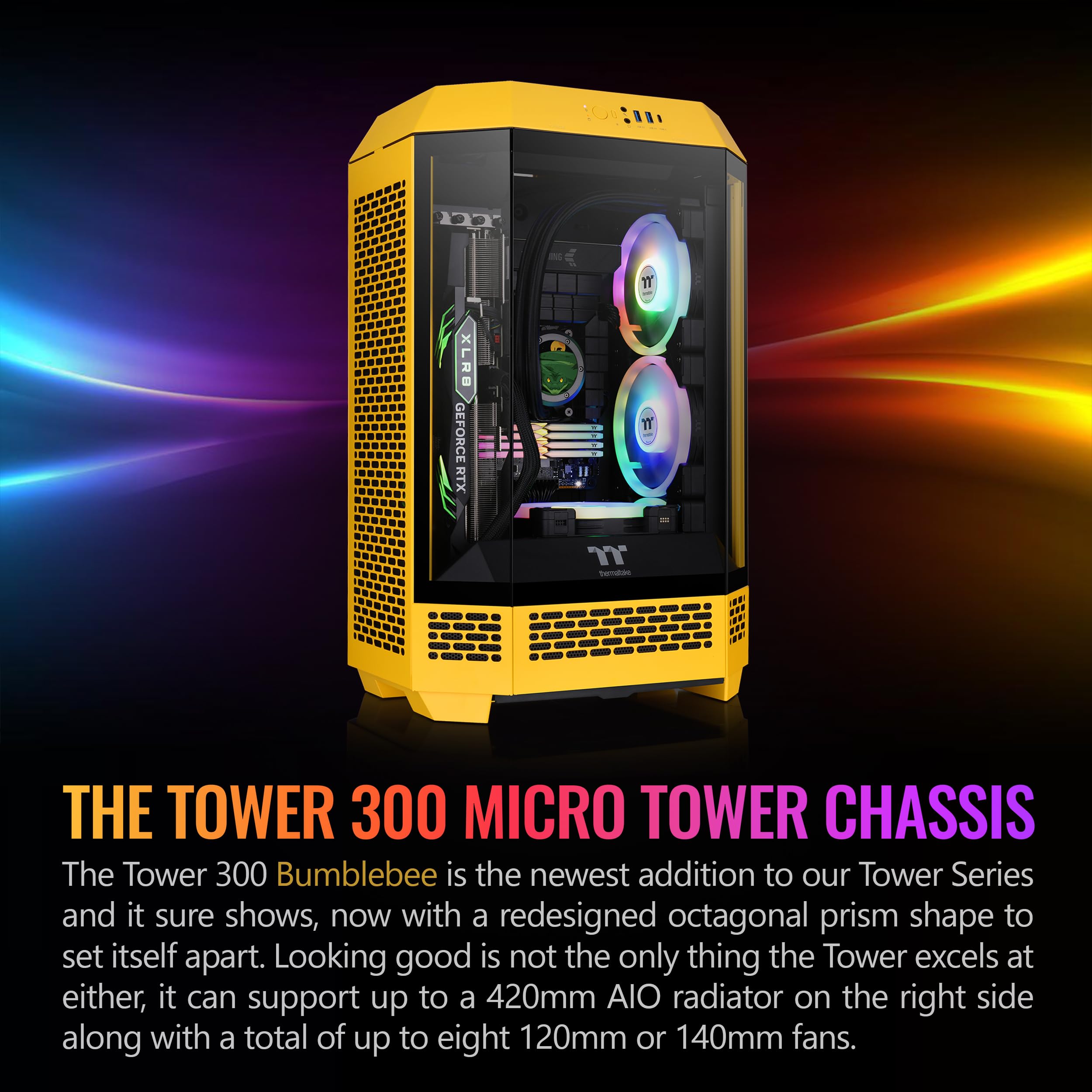 Foto 3 pulgar | Micro-atx Case Thermaltake Tower 300 Bumblebee Con Ventilador De 2 X 140 Mm - Venta Internacional.