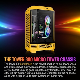 Foto 2 | Micro-atx Case Thermaltake Tower 300 Bumblebee Con Ventilador De 2 X 140 Mm - Venta Internacional.