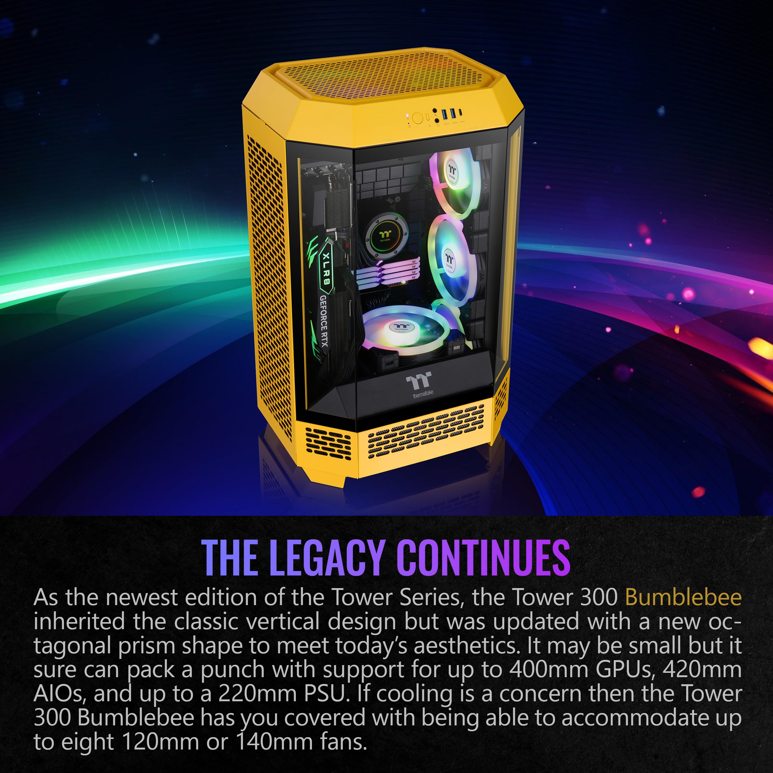 Foto 4 pulgar | Micro-atx Case Thermaltake Tower 300 Bumblebee Con Ventilador De 2 X 140 Mm - Venta Internacional.