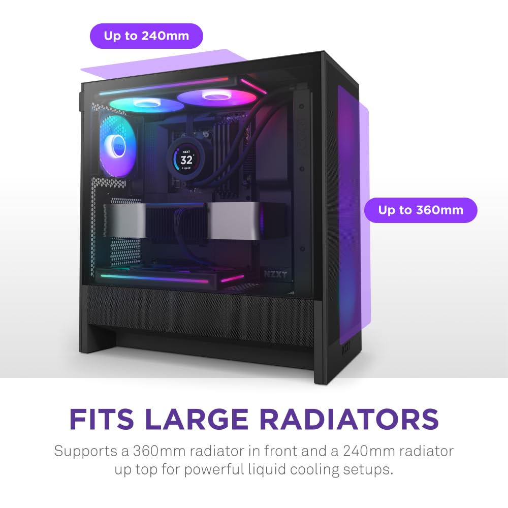 Foto 5 pulgar | Funda Para Videojuegos Para Pc Nzxt H5 Flow Rgb 2024 Atx Mid-tower Negra - Venta Internacional.