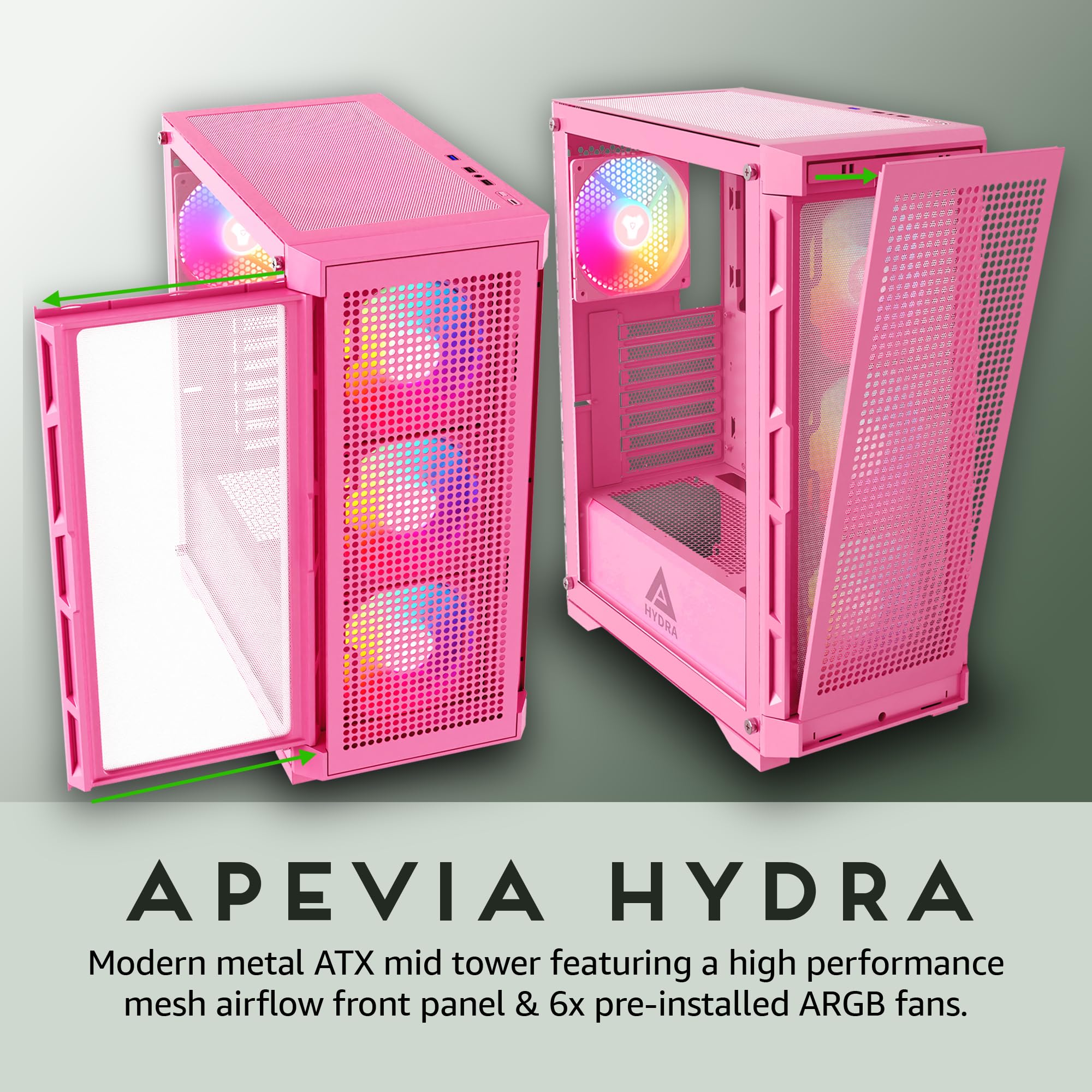 Foto 2 | Funda Para Pc Para Videojuegos Apevia Hydra-pk Hydra Mid Tower Con 6 Ventiladores Argb De 120 Mm - Venta Internacional.