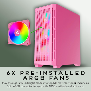 Foto 3 | Funda Para Pc Para Videojuegos Apevia Hydra-pk Hydra Mid Tower Con 6 Ventiladores Argb De 120 Mm - Venta Internacional.