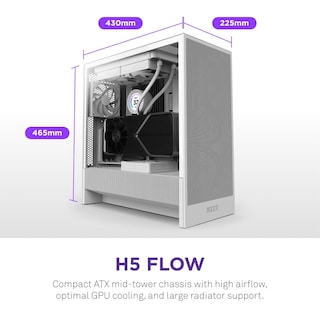 Foto 2 | Funda Para Videojuegos Para Pc Nzxt H5 Flow 2024 Atx Mid-tower Blanca - Venta Internacional.