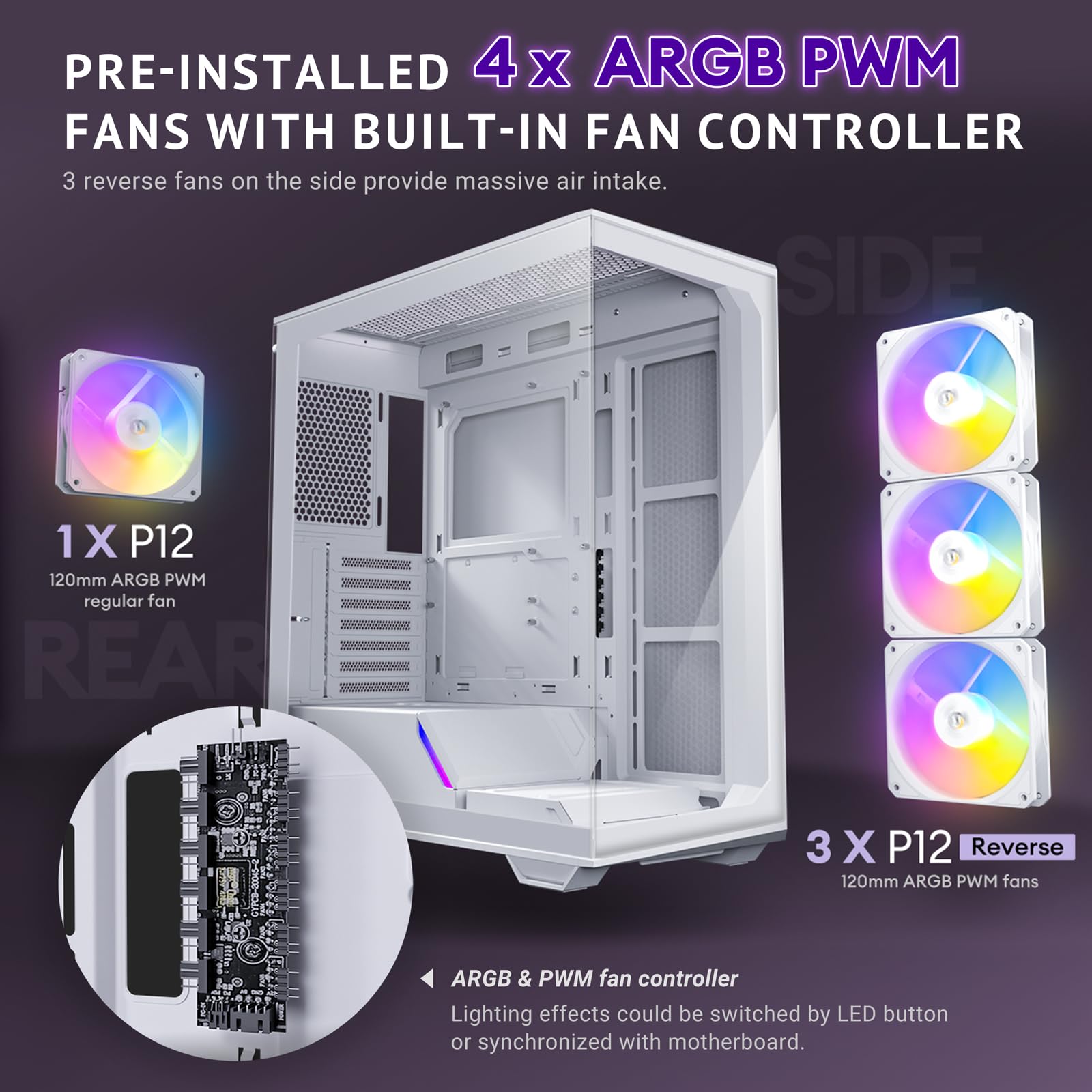 Foto 6 pulgar | Funda Para Pc Antec C3 Argb Blanca Mid-tower Atx Con 4 Ventiladores Y Tipo C - Venta Internacional.