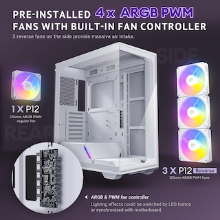 Foto 5 | Funda Para Pc Antec C3 Argb Blanca Mid-tower Atx Con 4 Ventiladores Y Tipo C - Venta Internacional.
