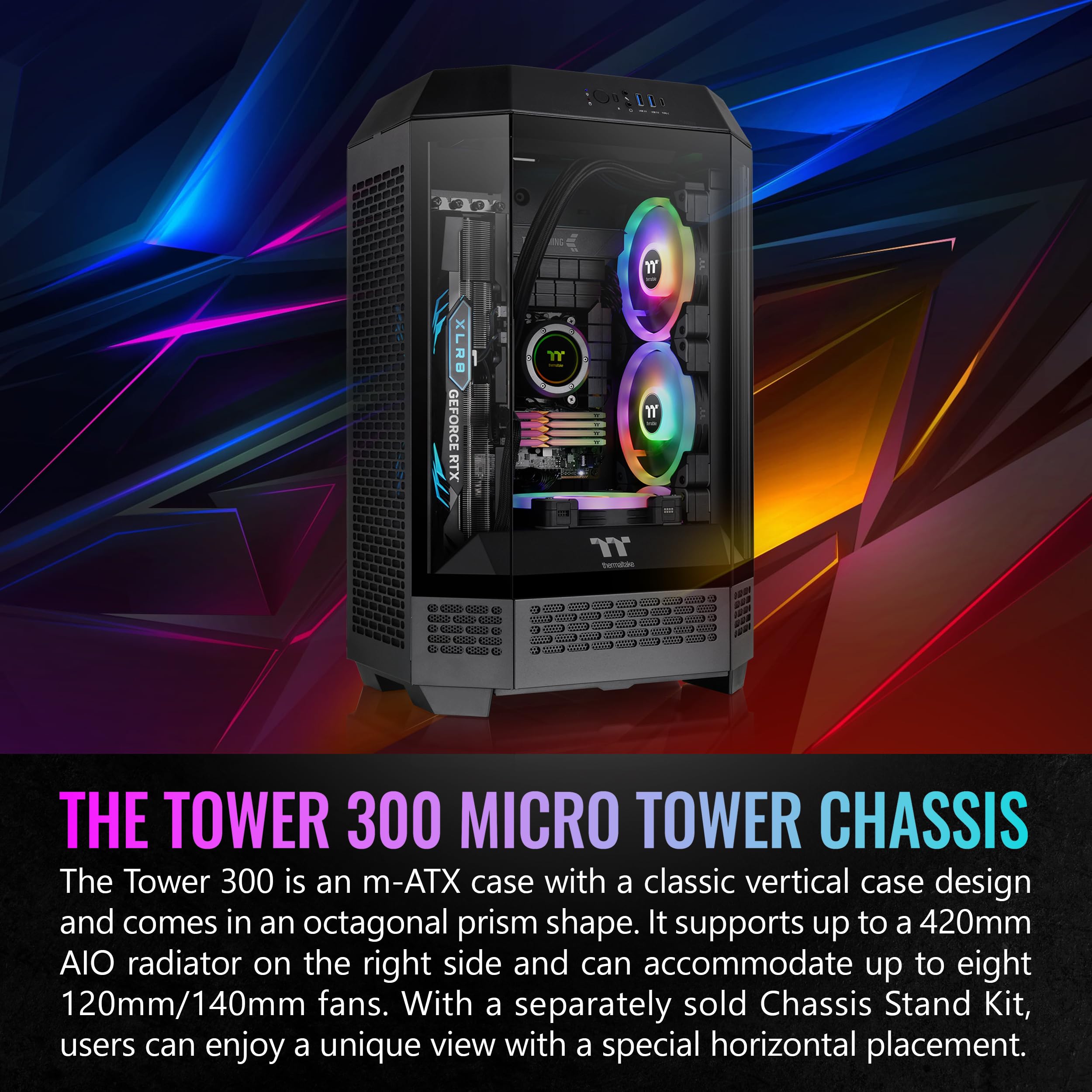 Foto 3 pulgar | Micro-atx Negro Case Thermaltake Tower 300 Con Ventilador De 2 X 140 Mm - Venta Internacional.