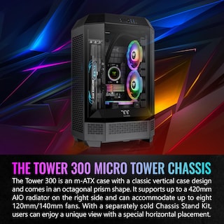 Foto 2 | Micro-atx Negro Case Thermaltake Tower 300 Con Ventilador De 2 X 140 Mm - Venta Internacional.