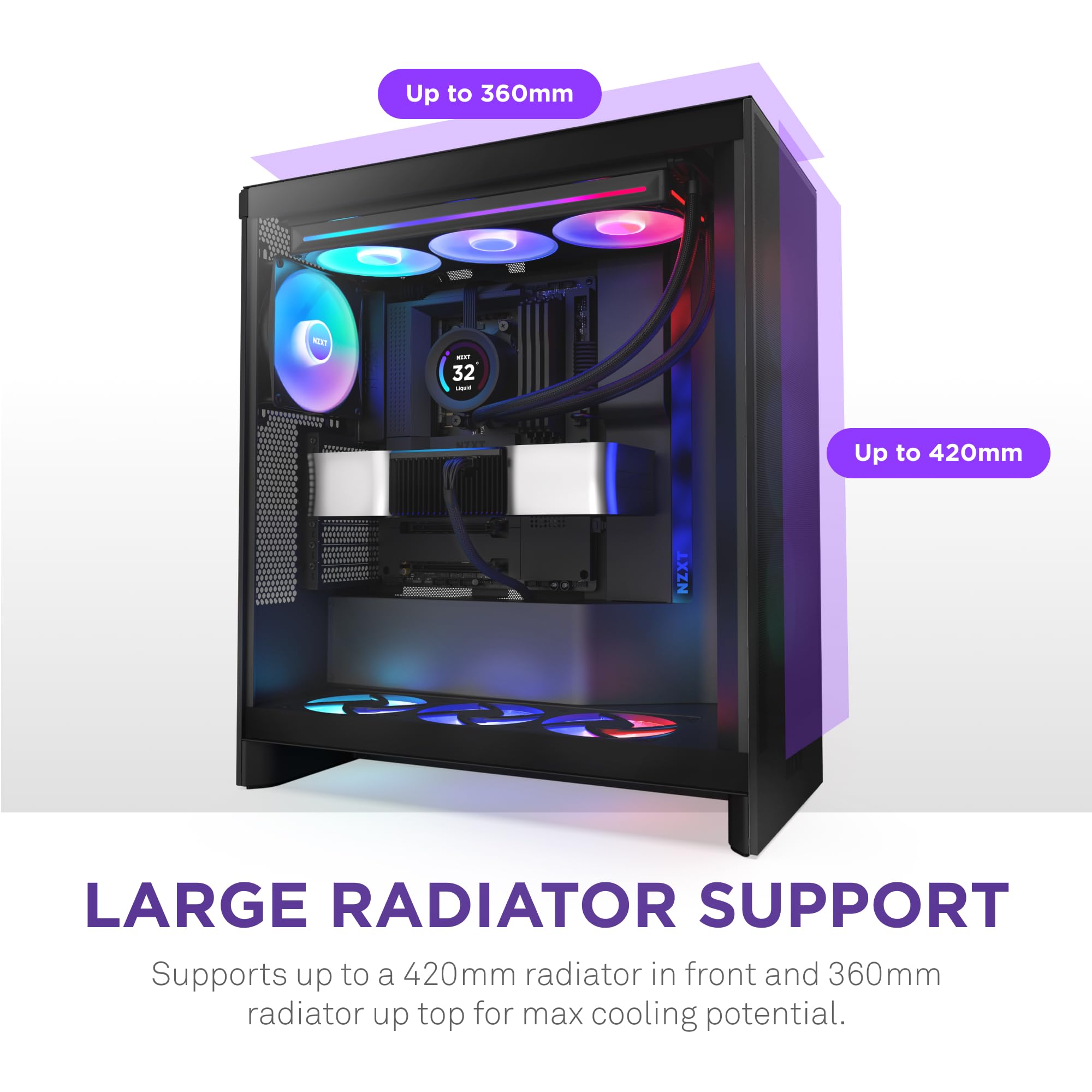 Foto 6 pulgar | Funda Nzxt H7 Flow Rgb 2024 Mid-tower Atx Con Ventiladores Rgb, Color Negro - Venta Internacional.