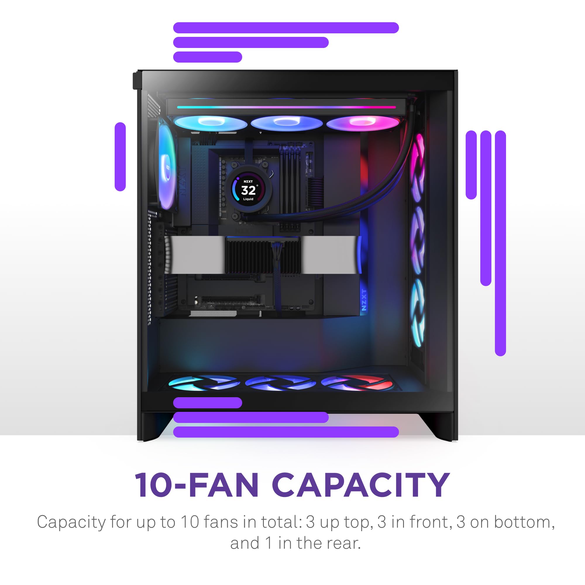 Foto 8 pulgar | Funda Nzxt H7 Flow Rgb 2024 Mid-tower Atx Con Ventiladores Rgb, Color Negro - Venta Internacional.