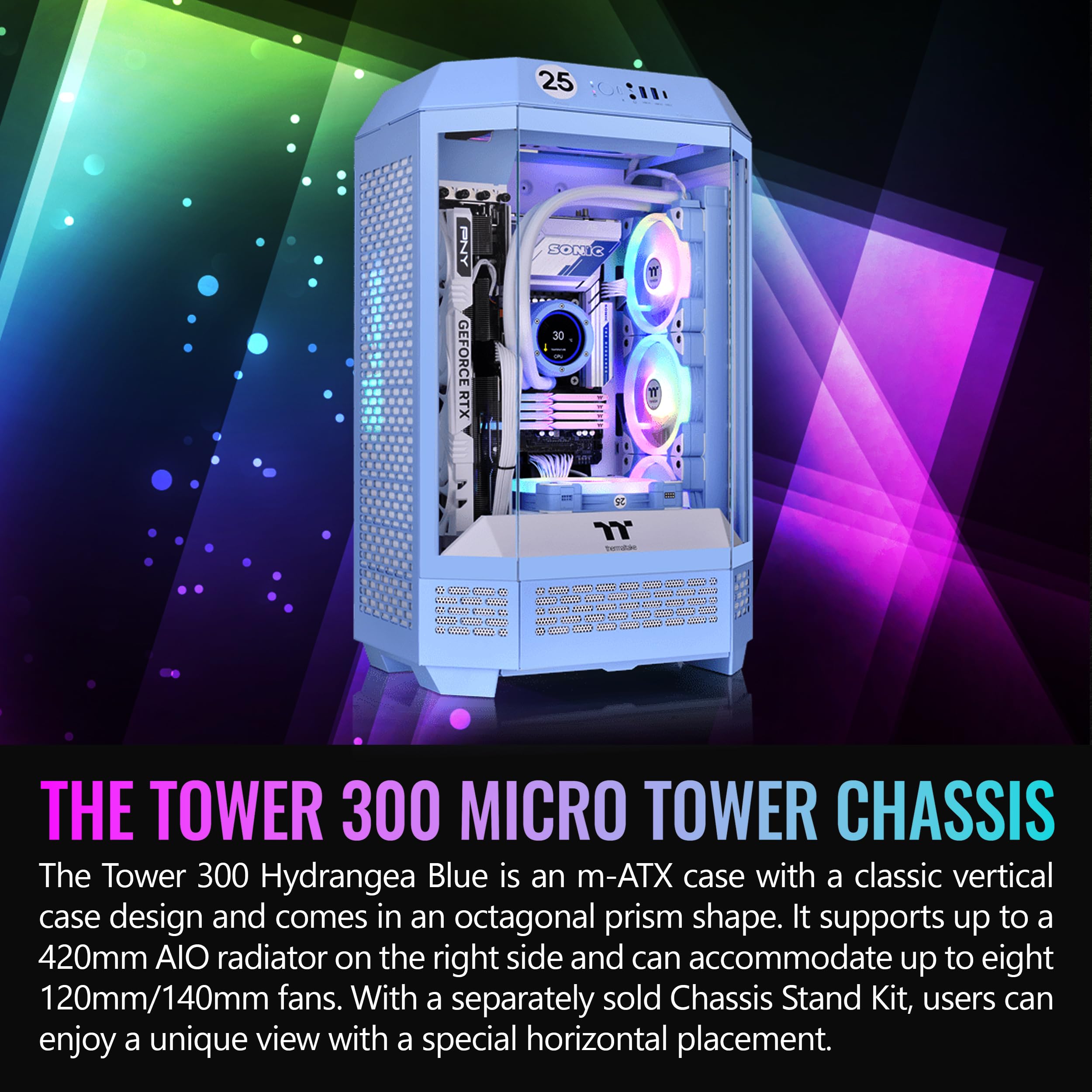 Foto 3 pulgar | Case Thermaltake Tower 300 Hydrangea Blue Micro-atx Con Ventiladores - Venta Internacional.