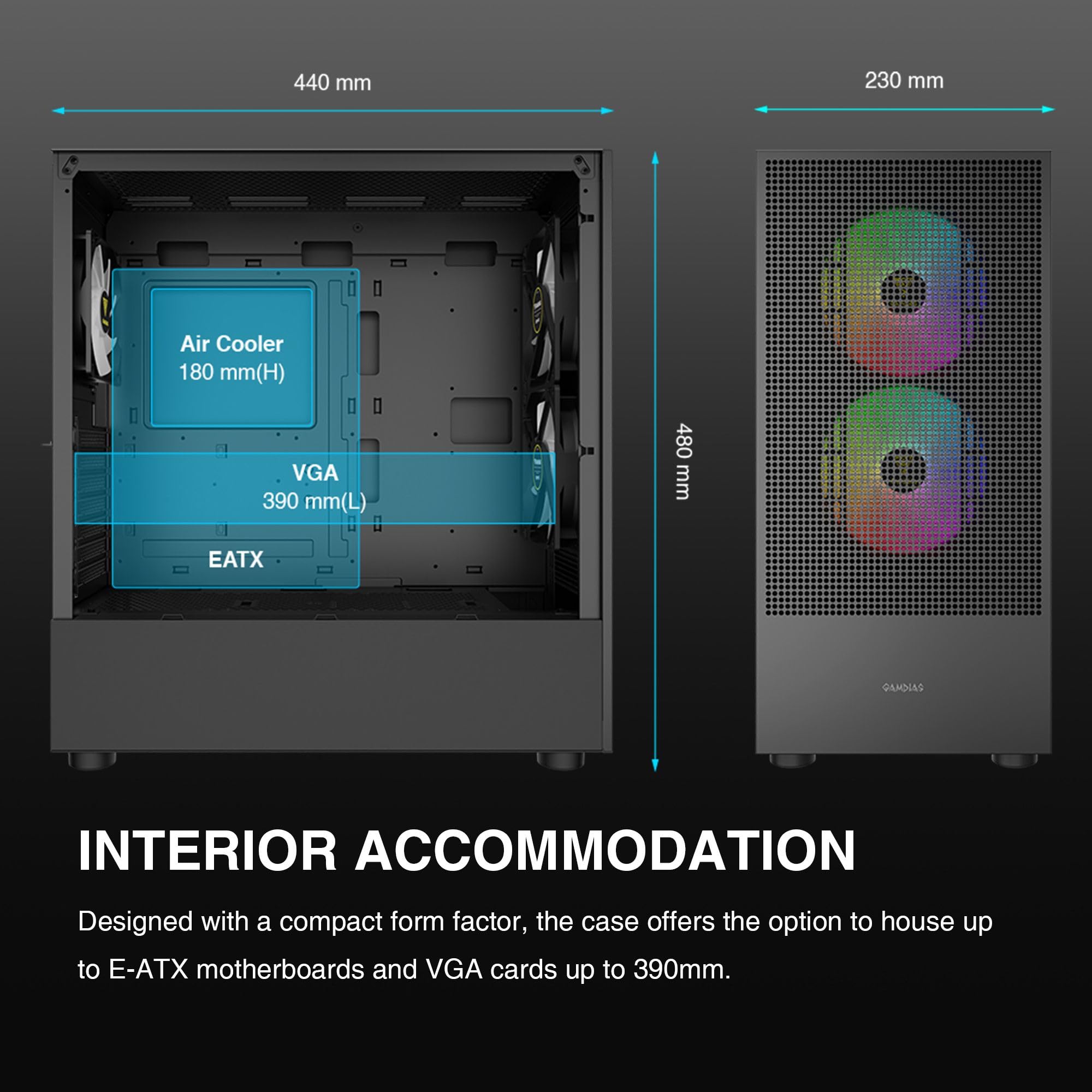 Foto 2 | Funda De Ordenador Gamdias E-atx Mid Tower Con Vidrio Templado - Venta Internacional.