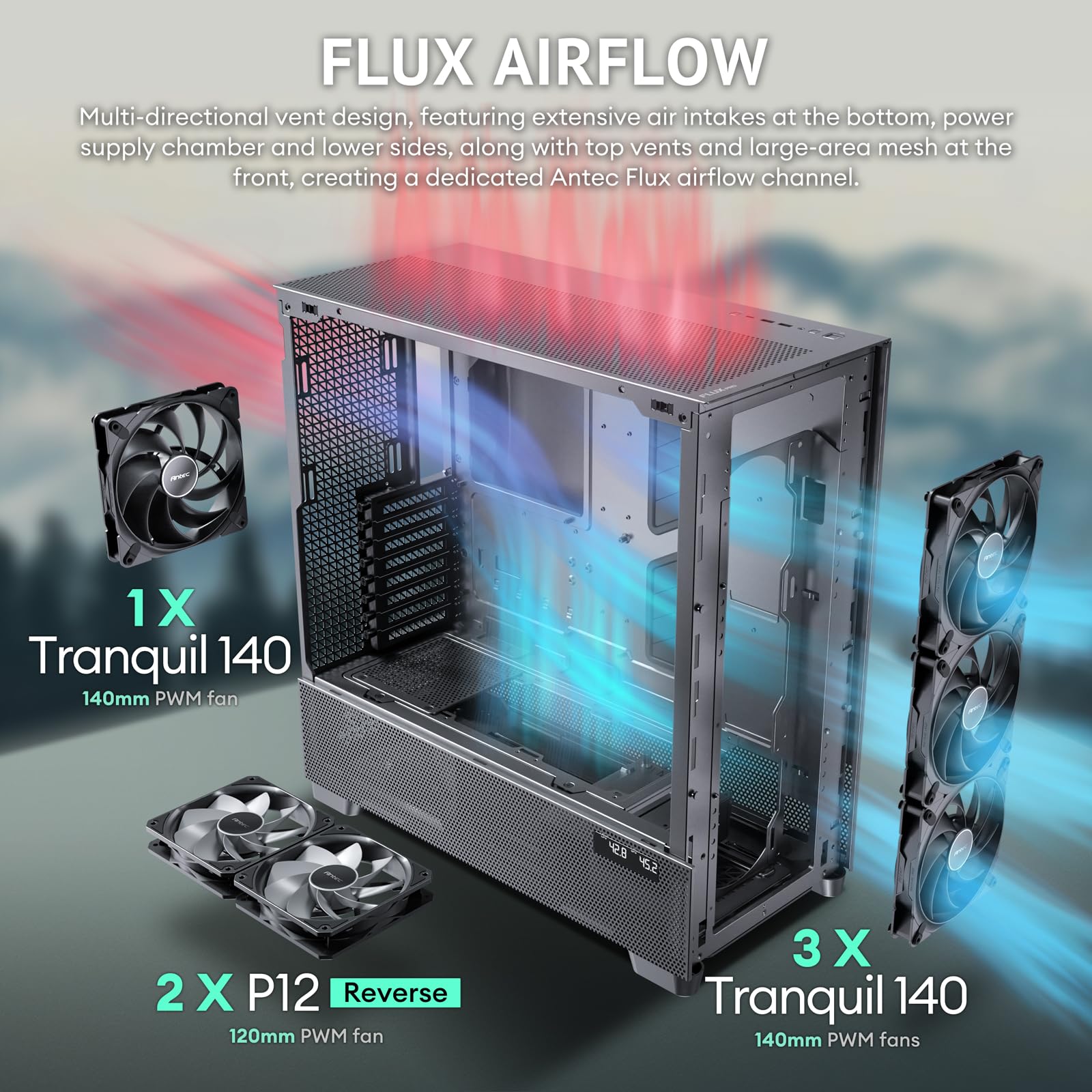 Foto 4 pulgar | Funda Para Pc Antec Flux Pro E-atx De Torre Completa Con 6 Ventiladores Pwm - Venta Internacional.