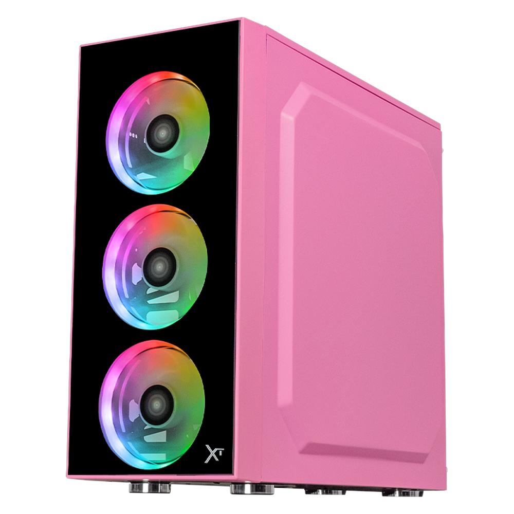 Foto 4 pulgar | Gabinete Gamer Xtreme Pc Gaming Dragonfly Media Torre Atx 600w 4 Fan Cristal Templado Rgb Rosa