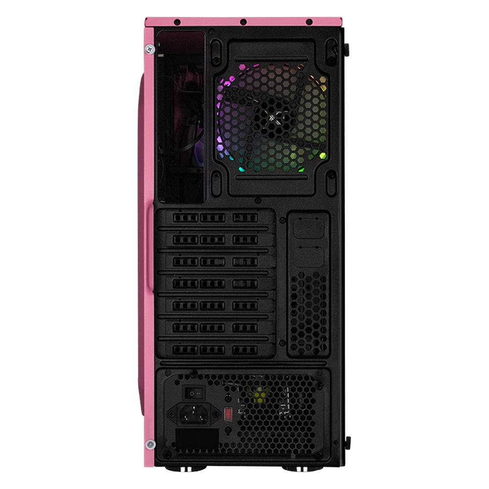 Foto 5 pulgar | Gabinete Gamer Xtreme Pc Gaming Dragonfly Media Torre Atx 600w 4 Fan Cristal Templado Rgb Rosa