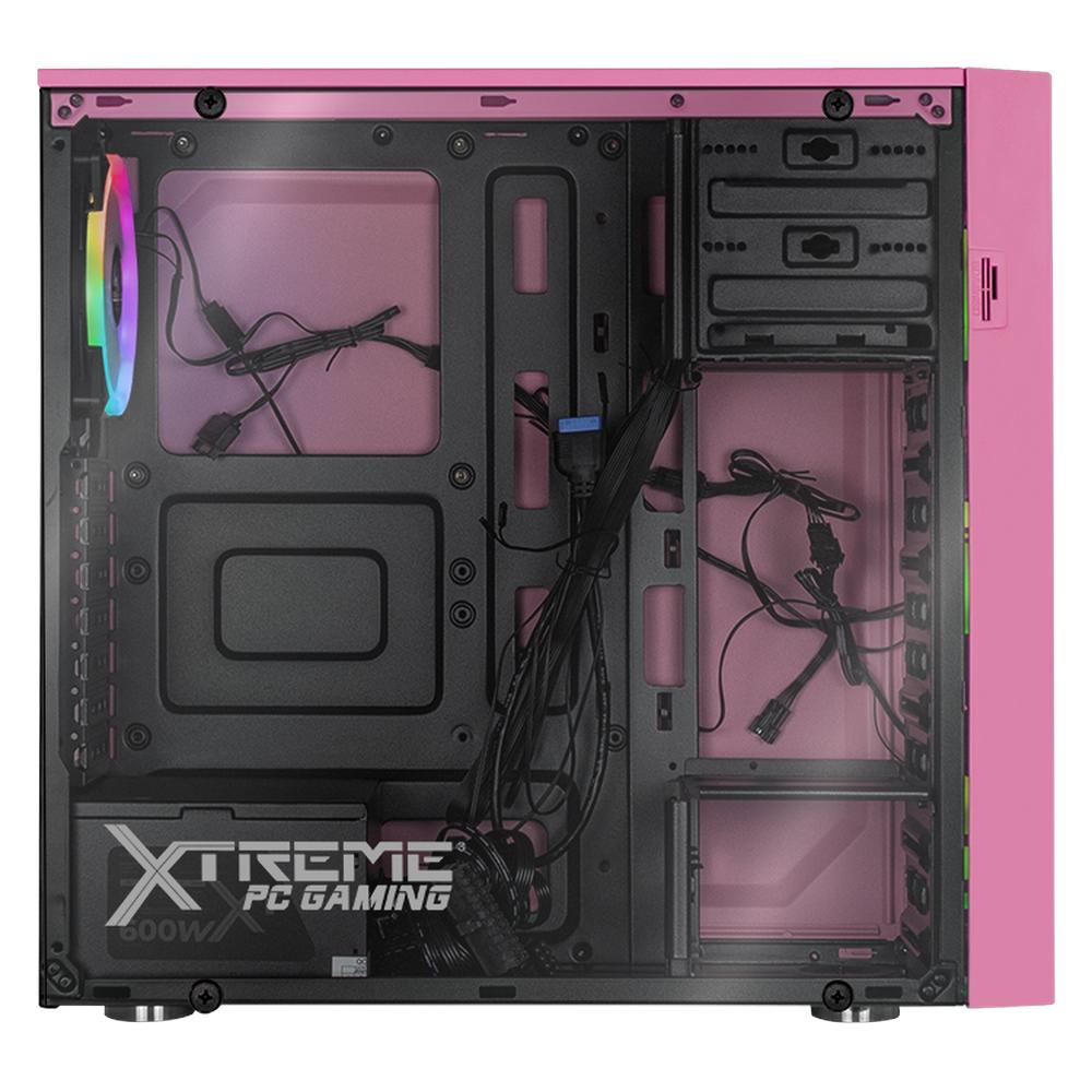 Foto 6 pulgar | Gabinete Gamer Xtreme Pc Gaming Dragonfly Media Torre Atx 600w 4 Fan Cristal Templado Rgb Rosa