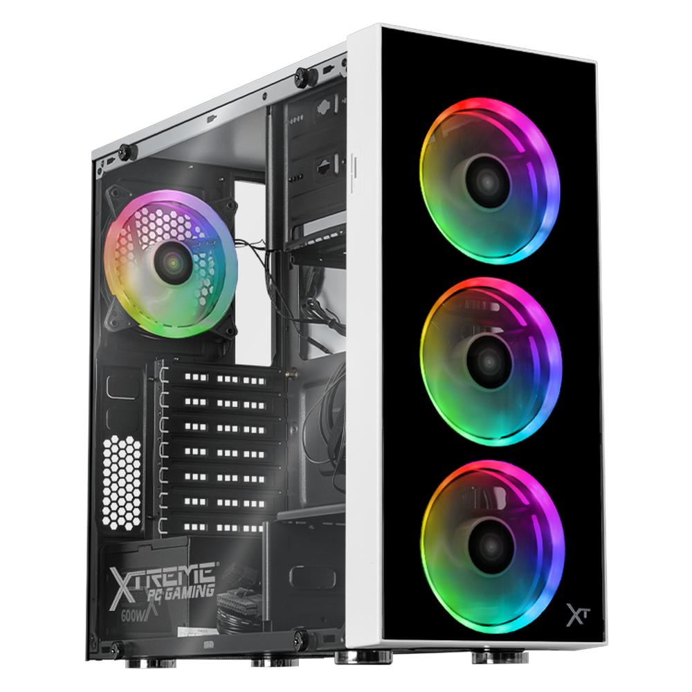 Foto 2 pulgar | Gabinete Gamer Xtreme Pc Gaming Dragonfly Media Torre Atx 600w 4 Fan Cristal Templado Rgb Blanco