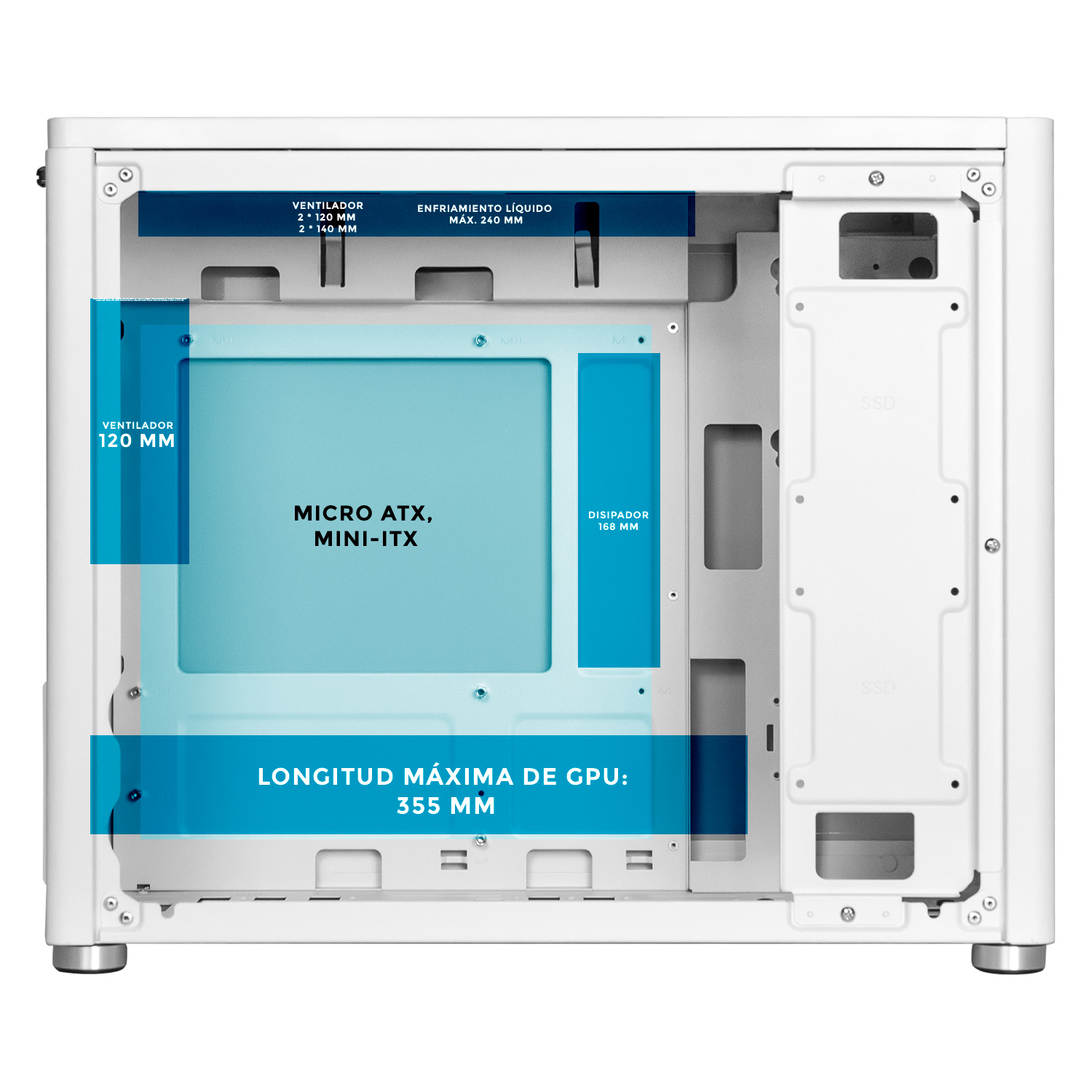 Foto 4 pulgar | Gabinete Gamer Xtreme PC Gaming Mandalorian Brown Edition Micro Torre Micro ATX USB-C Cristal Templado Blanco