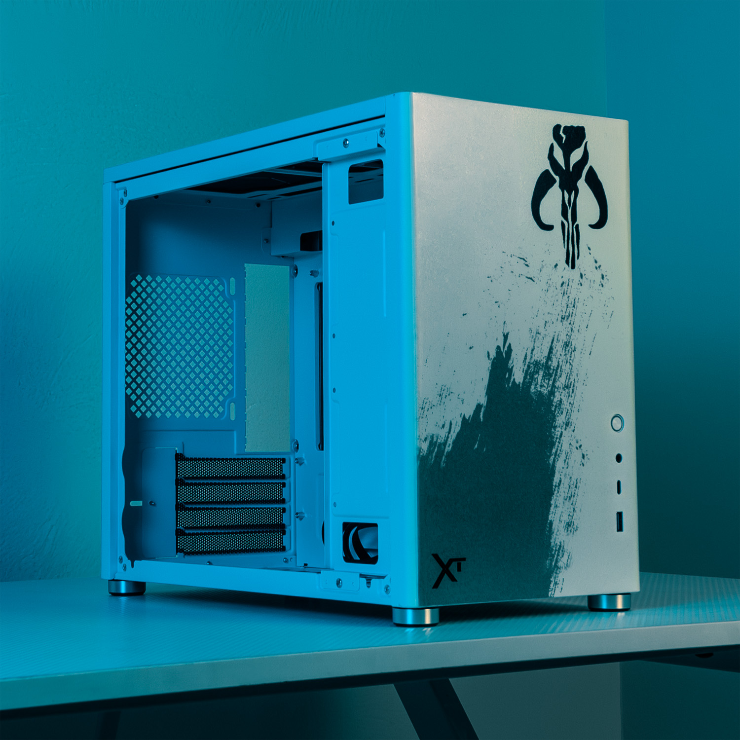 Foto 9 pulgar | Gabinete Gamer Xtreme PC Gaming Mandalorian Brown Edition Micro Torre Micro ATX USB-C Cristal Templado Blanco