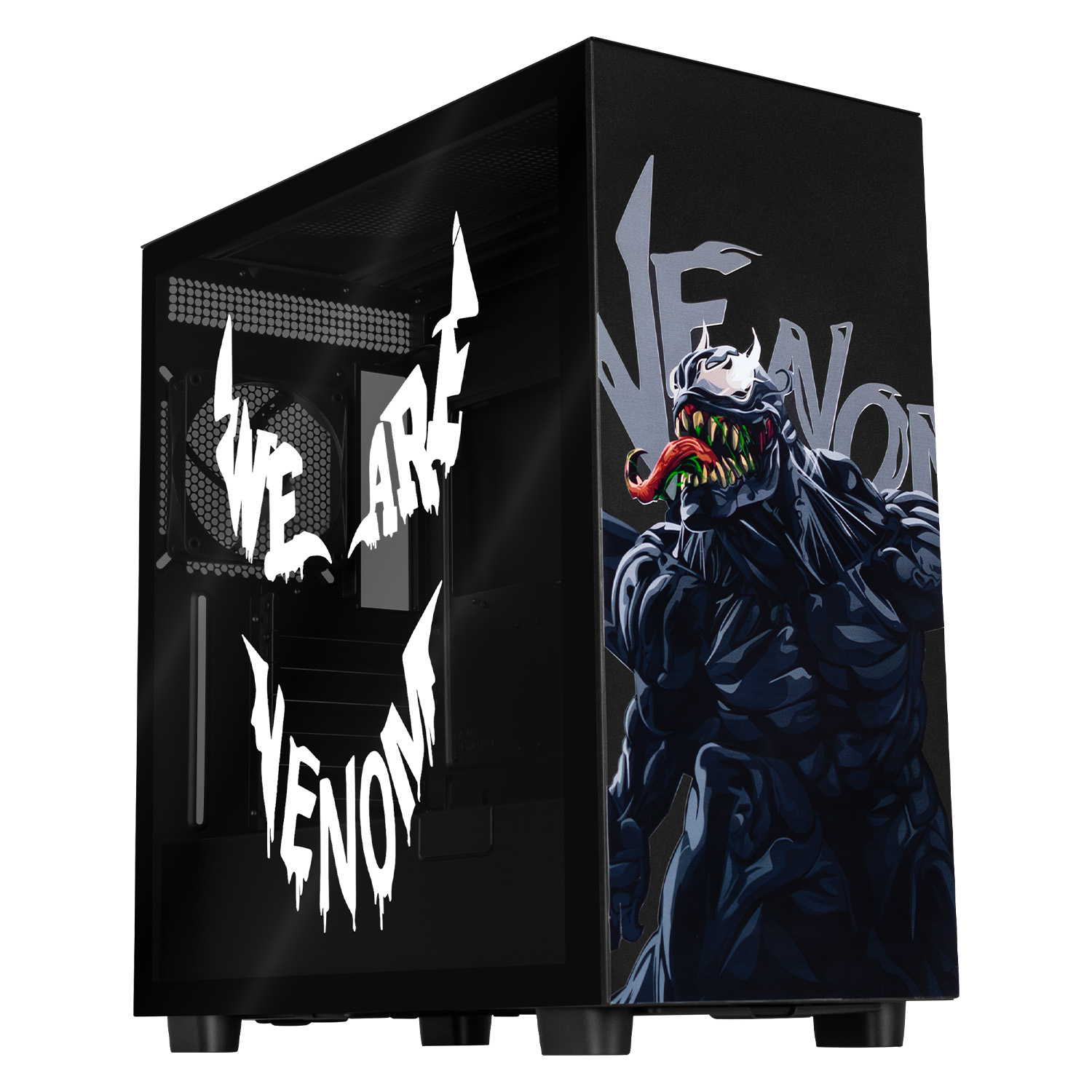 Foto 2 pulgar | Gabinete Gamer XTREME PC GAMING Venom VS Spider-Man Edition Media Torre ATX 2 Fan USB-C Cristal Templado Negro