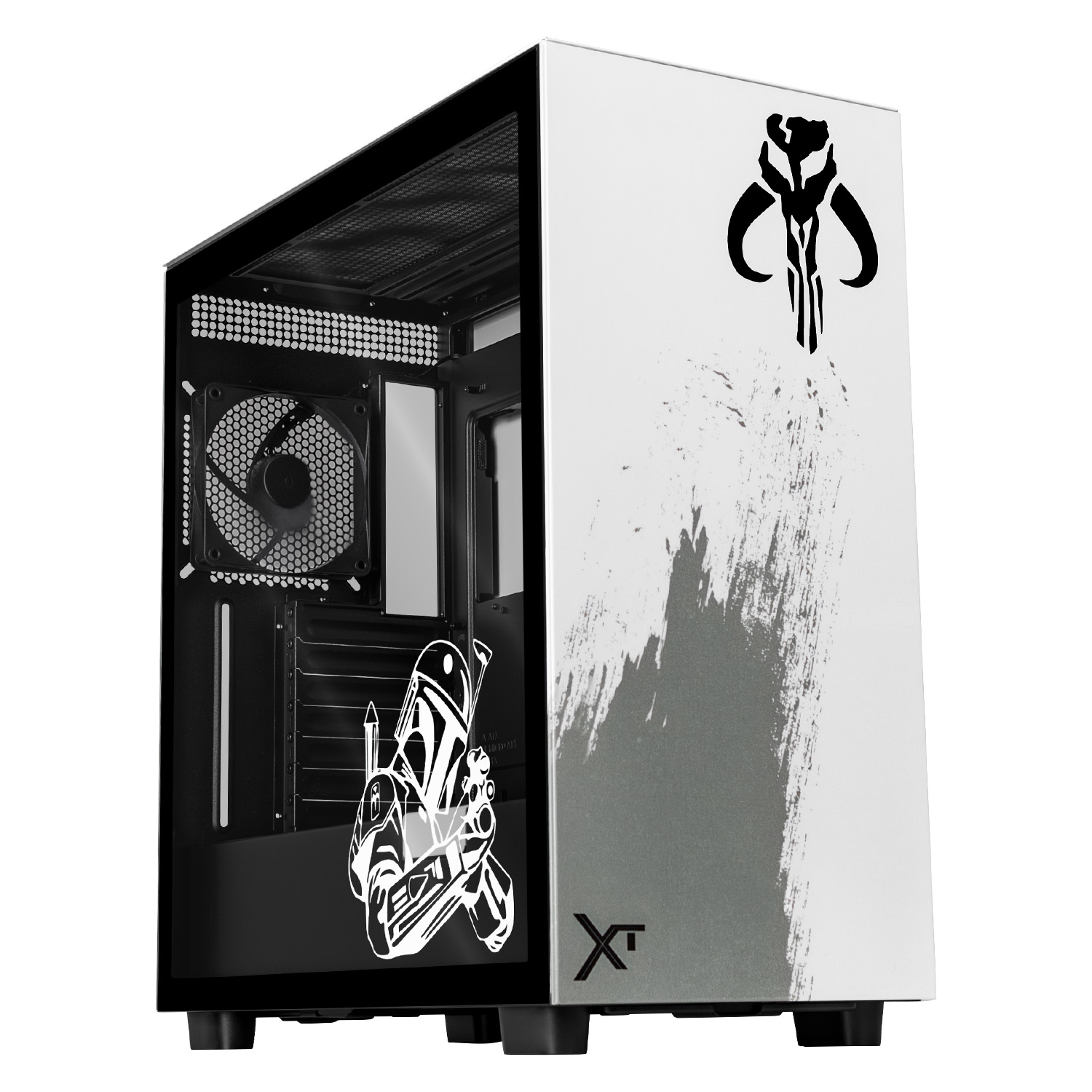 Foto 2 pulgar | Gabinete Gamer Xtreme PC Gaming Mandalorian Brown Edition Media Torre ATX 2 Fan USB-C Cristal Templado Blanco