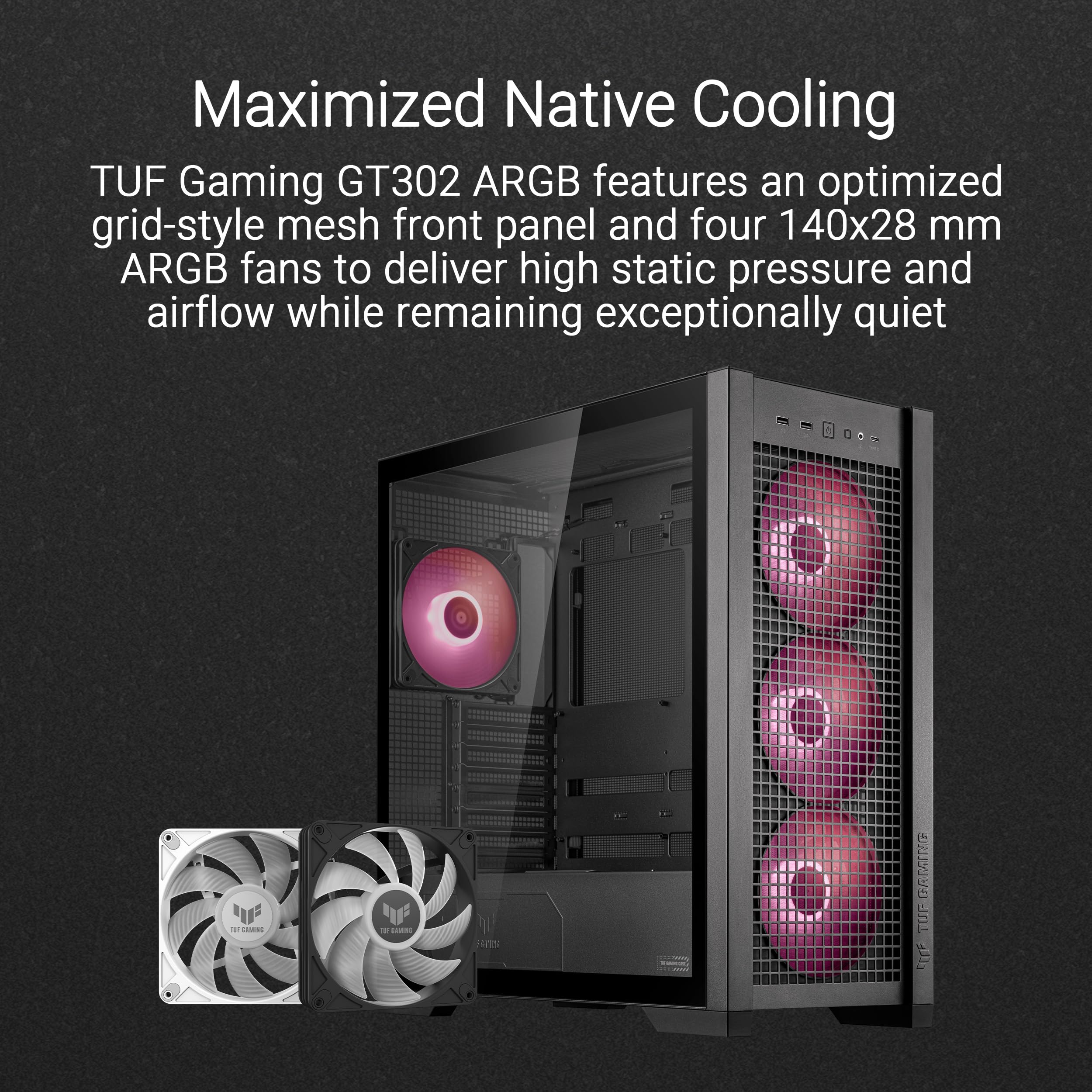 Foto 2 | Funda Para Pc Asus Tuf Gaming Gt302 Argb Atx Mid-tower Con 4 Ventiladores - Venta Internacional.
