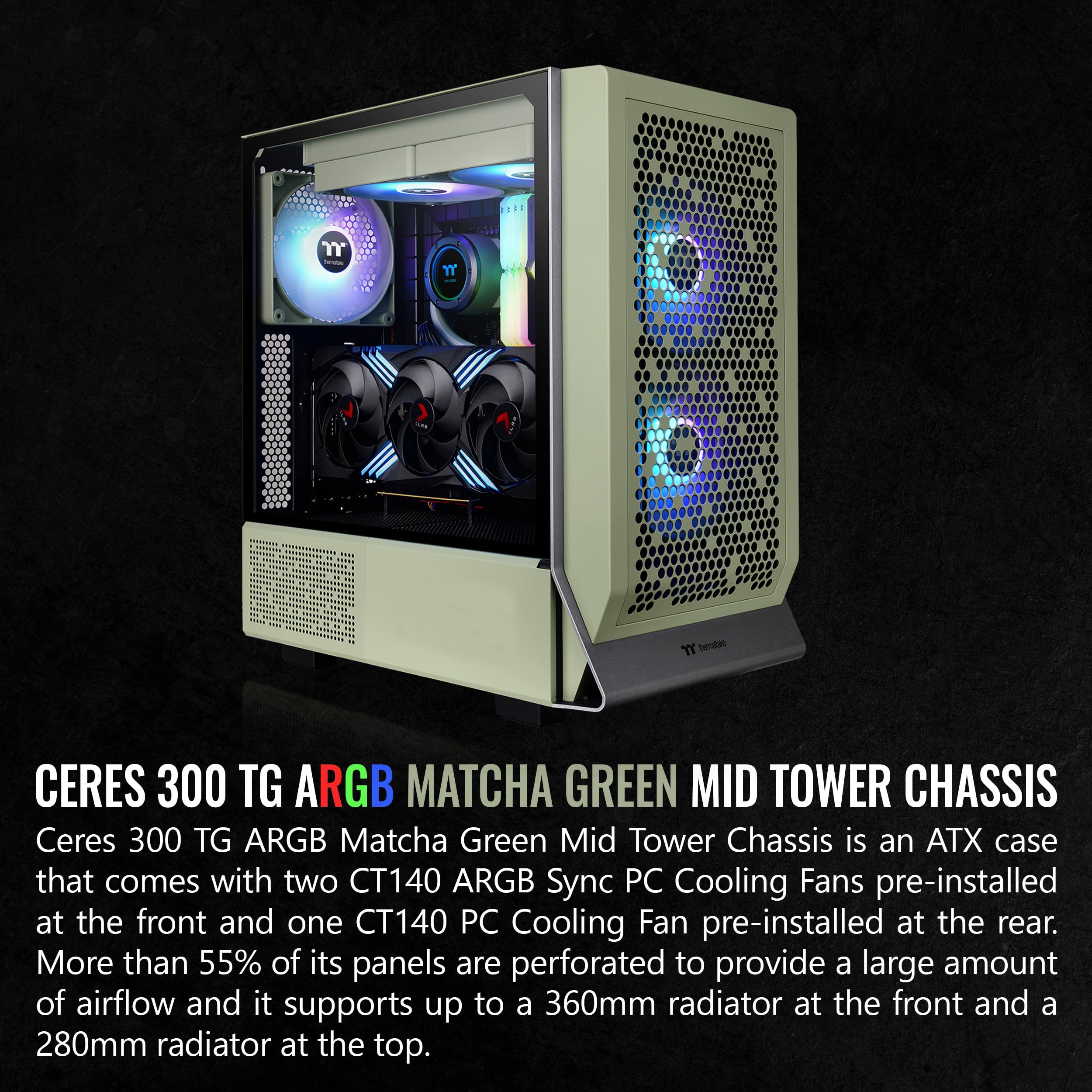 Foto 2 | Maletín De Ordenador Thermaltake Ceres 300 Matcha Green E-atx - Venta Internacional.