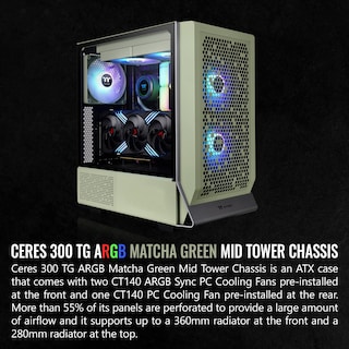 Foto 2 | Maletín De Ordenador Thermaltake Ceres 300 Matcha Green E-atx - Venta Internacional.