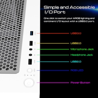 Foto 7 | Funda Para Ordenador Gamdias Talos E3 Mesh Wh Con 3 Ventiladores Argb - Venta Internacional.