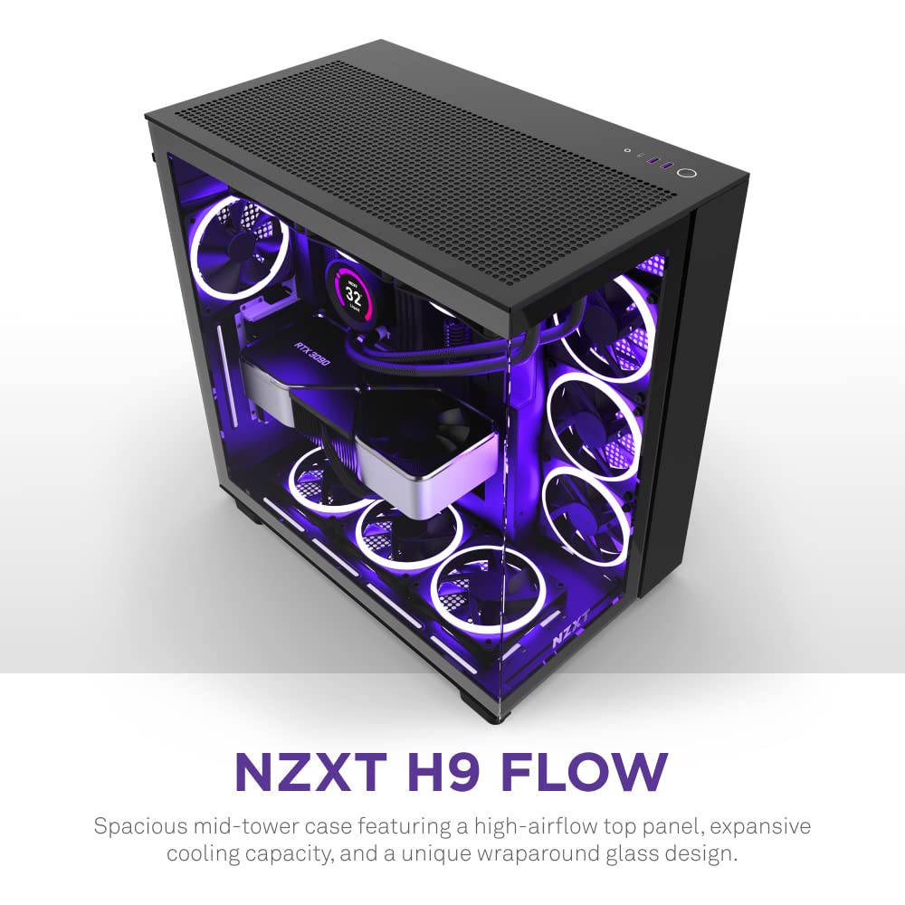 Foto 3 pulgar | Funda Para Videojuegos Para Pc Nzxt H9 Flow, Doble Cámara, Atx Mid-tower, Negra - Venta Internacional.