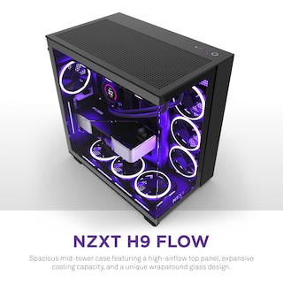 Foto 2 | Funda Para Videojuegos Para Pc Nzxt H9 Flow, Doble Cámara, Atx Mid-tower, Negra - Venta Internacional.