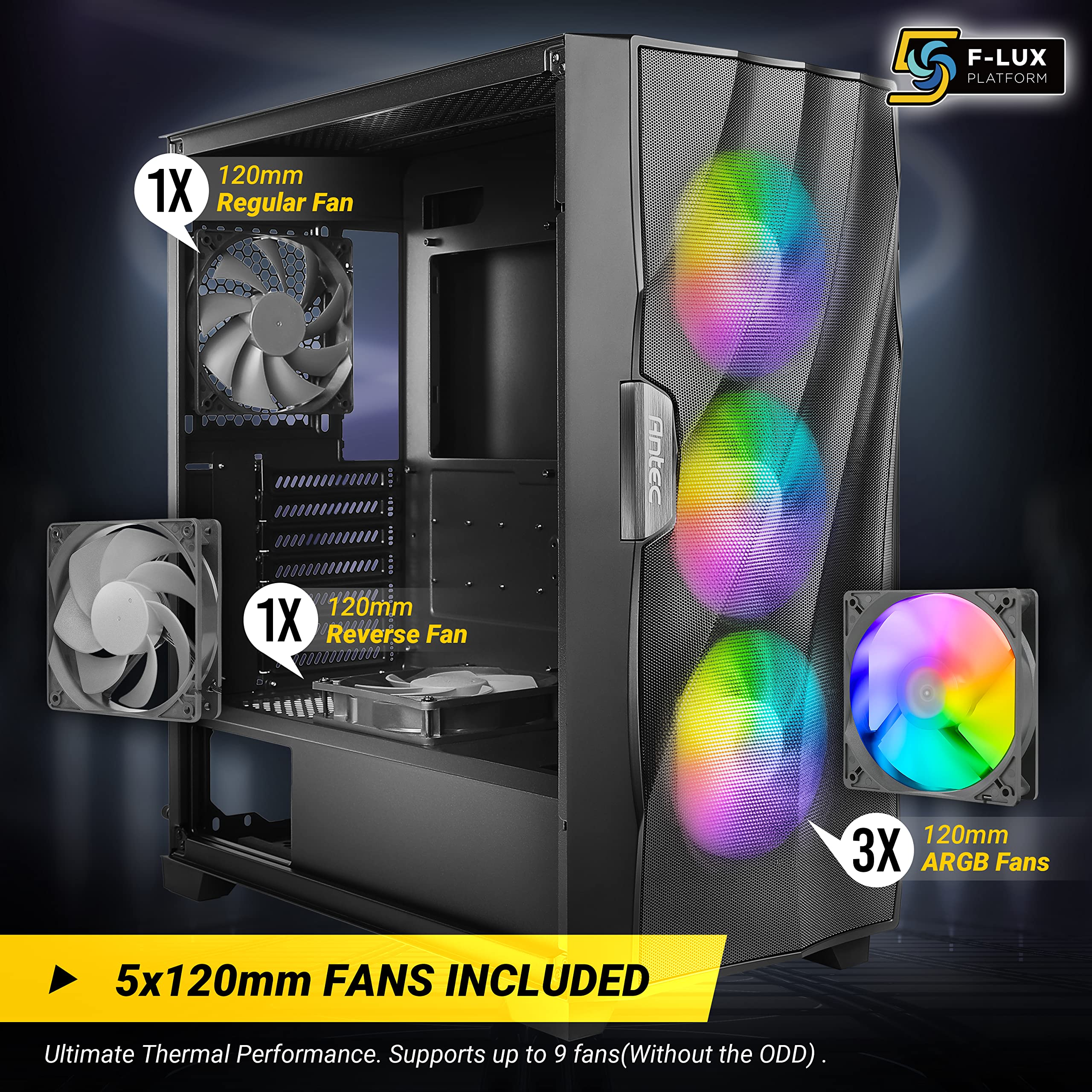 Foto 5 | Carcasa De Ordenador Antec Df700 Mid Tower Atx Con 5 Ventiladores De 360 Mm - Venta Internacional.