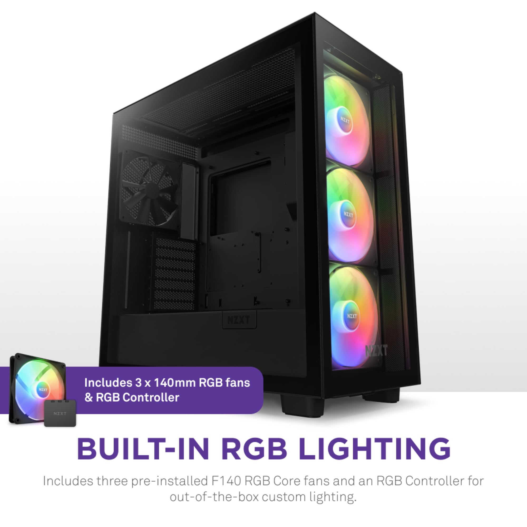 Foto 4 pulgar | Funda Para Pc Para Videojuegos Nzxt H7 Elite Atx Mid Tower Con Ventiladores Rgb, Color Negro - Venta Internacional.