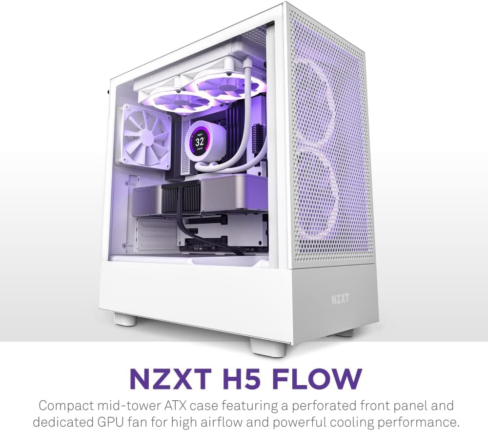 Foto 7 pulgar | Funda Para Videojuegos Para Pc Nzxt H5 Flow Compact Atx Mid-tower Blanca - Venta Internacional.